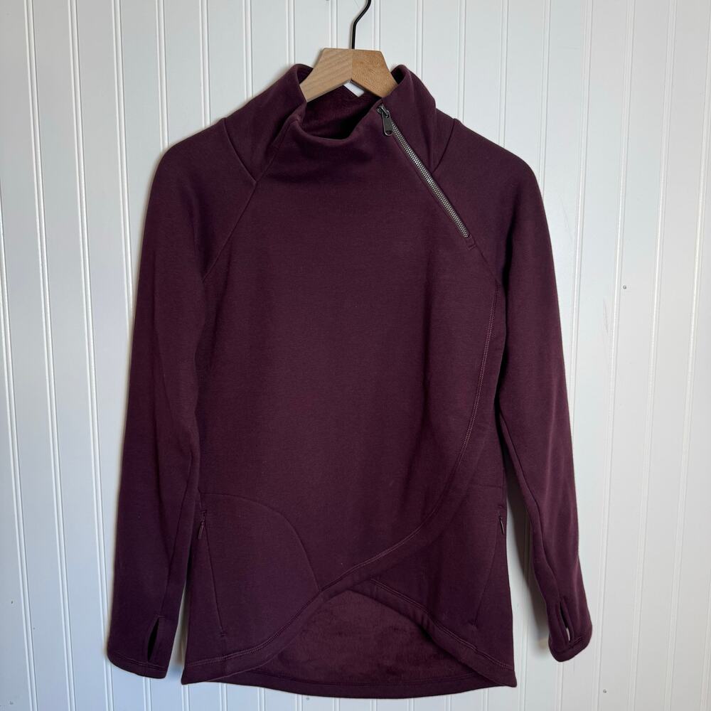 Athleta Cozy Karma Asym Pullover Deep Crocus Violet Sweater Women’s Size XS - Picture 2 of 11